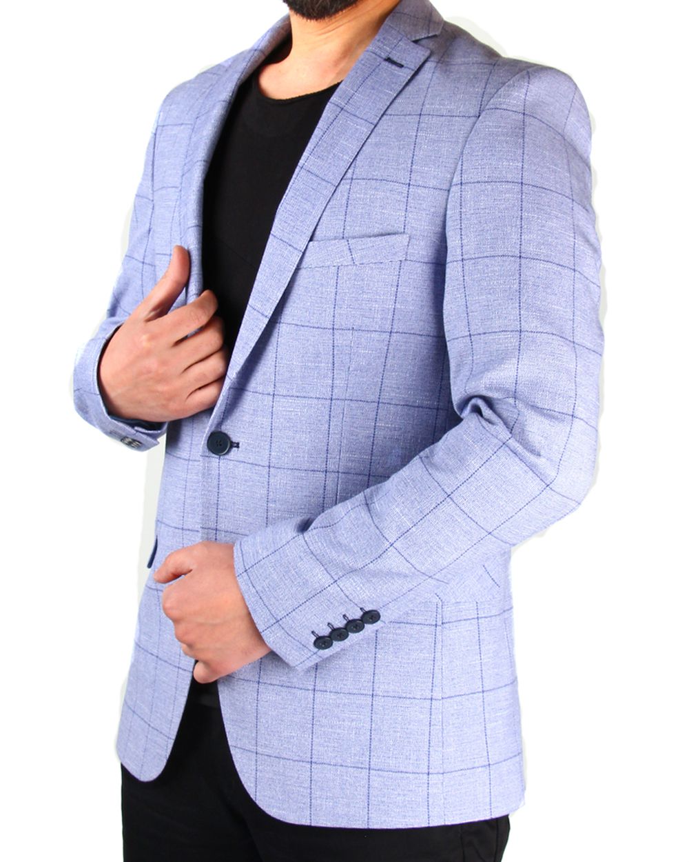 Dar Kesim Kare Desenli Ceket