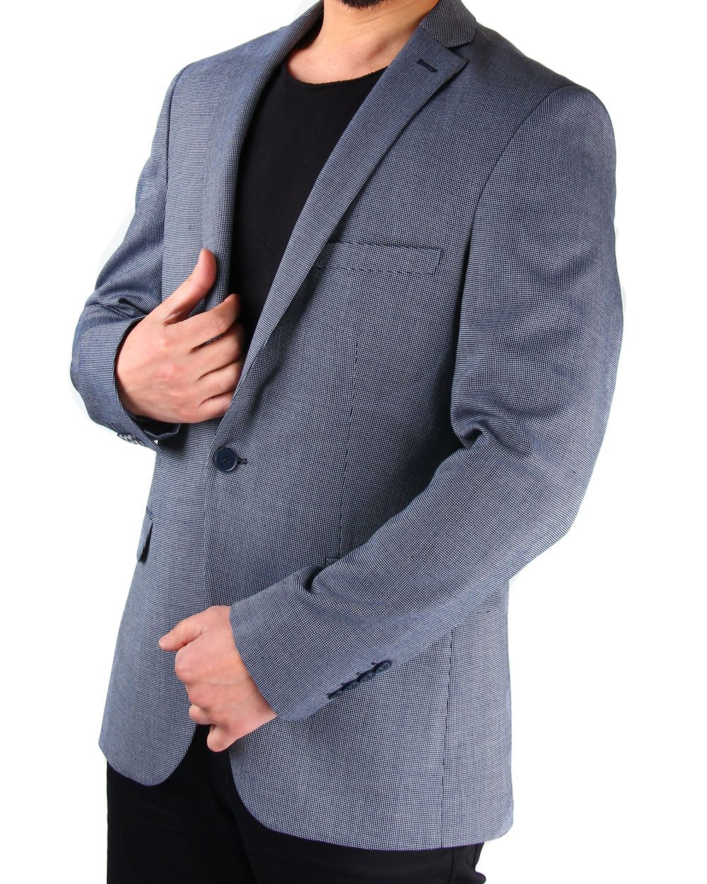 Dar Kesim Kare Desenli Ceket